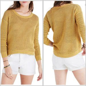 Madewell Northshore Lightweight Cotton Pullover Sweater Mustard Yellow